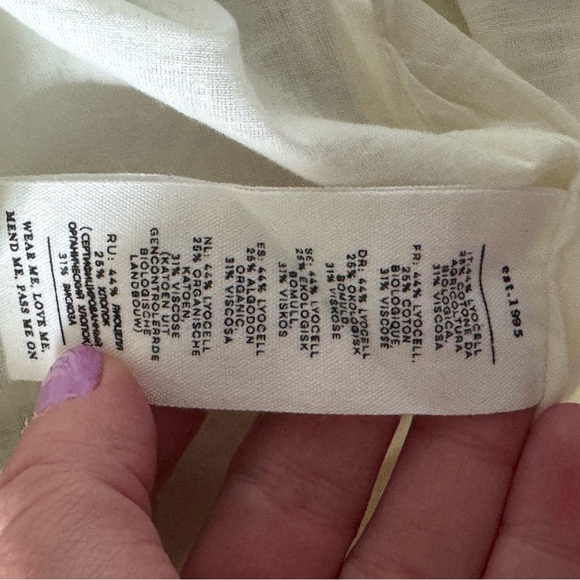 Thought Braintree Dress White Floral Flowers Organic Cotton size M - Picture 6 of 6